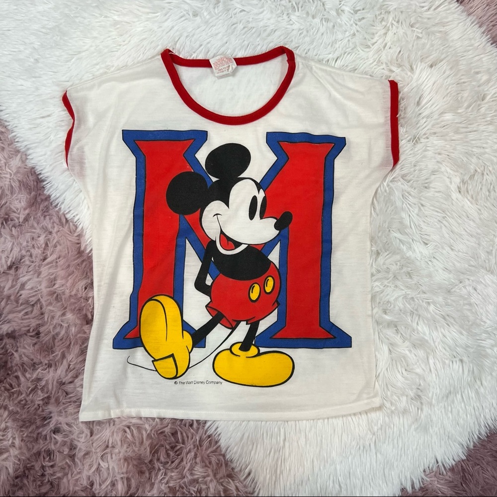 Vintage Mickey Mouse T-Shirt Retro Disney Tee, Rare 70s Ringer Tshirt soft thin